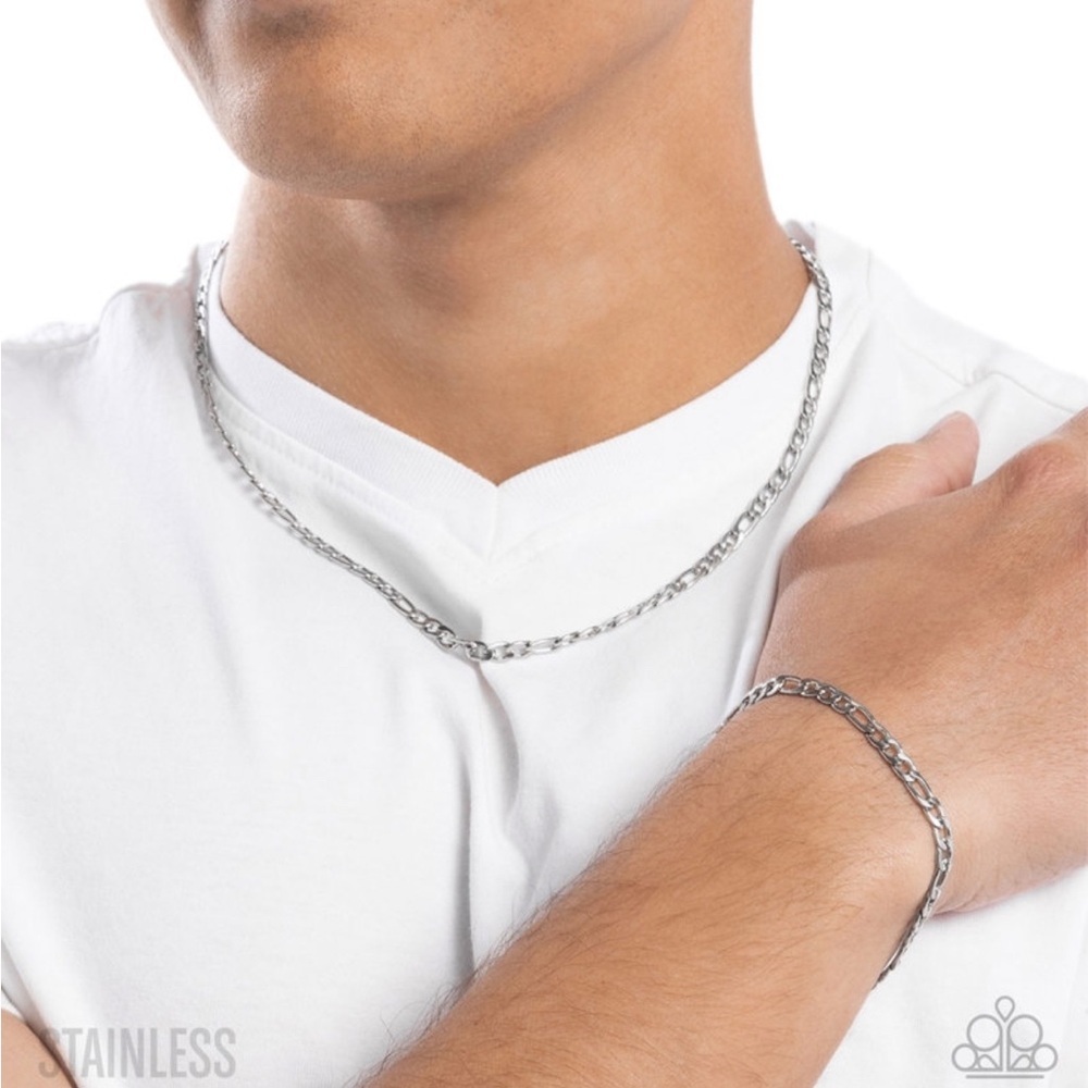 Silver Chain Necklace and Bracelet Set